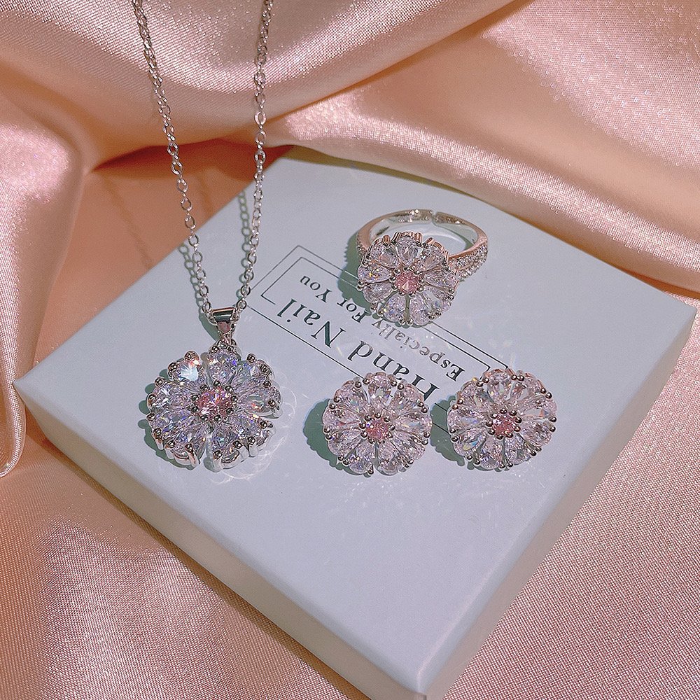 Crystal Flower Pendant Set(3,items)