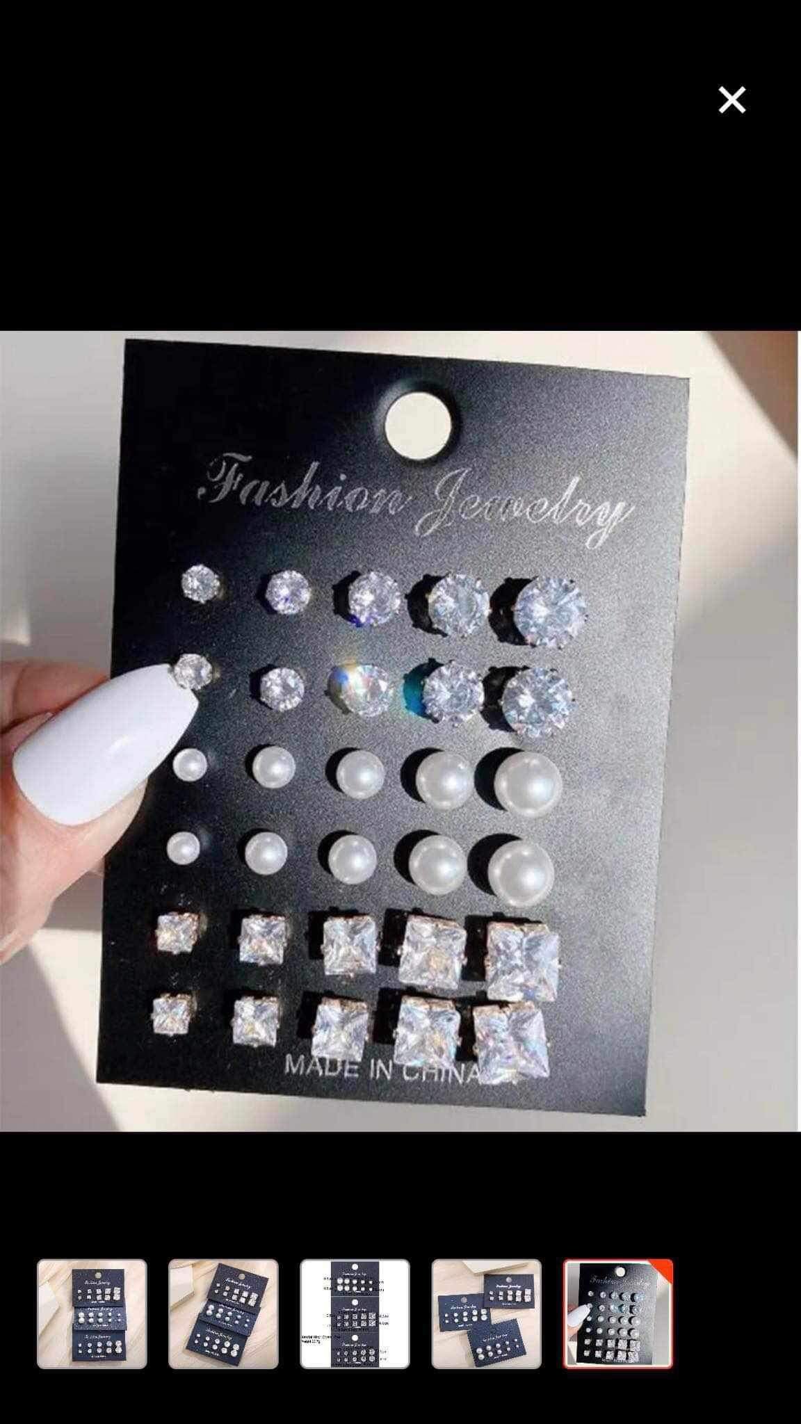 High quality diamond cut earrings set