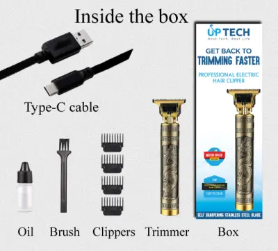UP TECH Vintage T9 Hair Cutting Machine. Hair Trimmer with type C fast charging port. Recharge Professional Hair Trimmer.